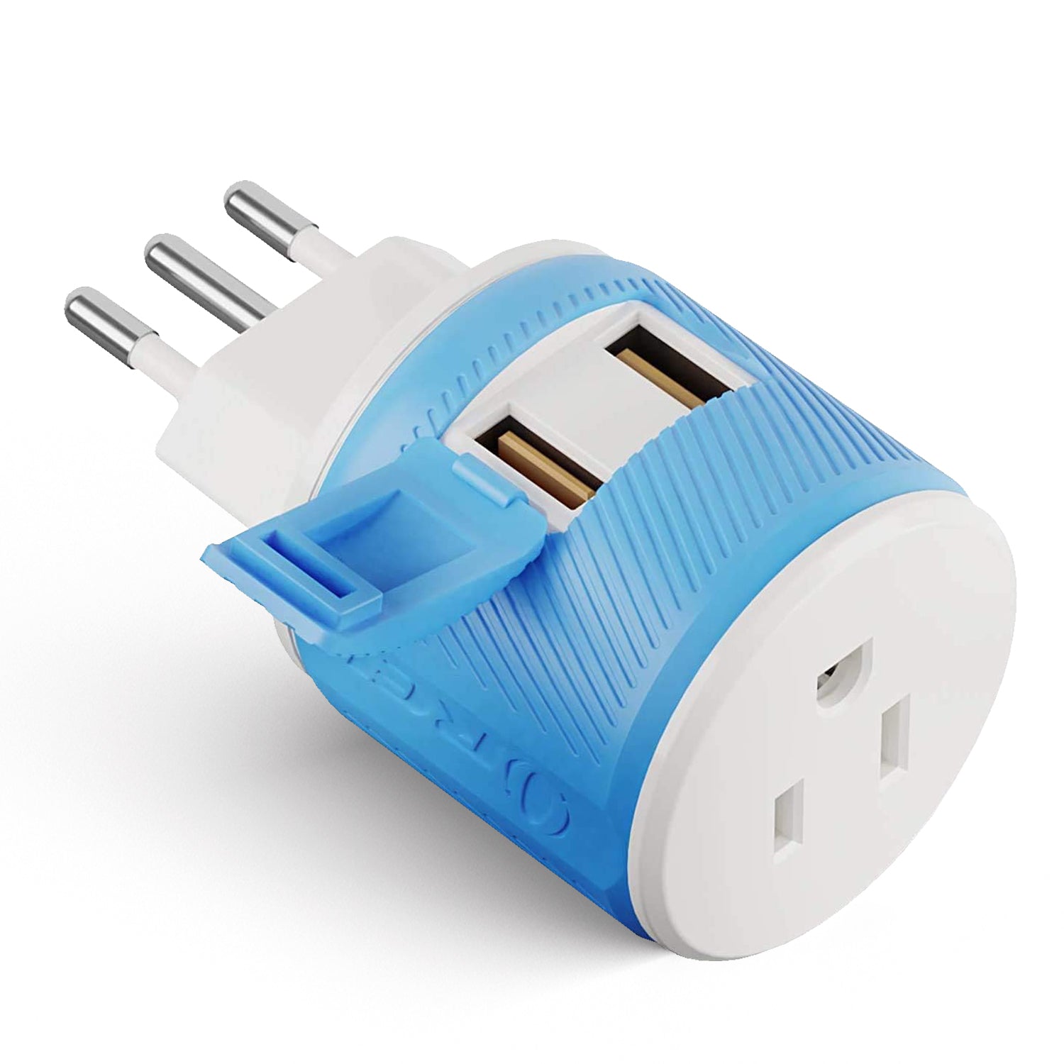 Universal Travel Adapter - 3 in 1 - 2 USB - Compact Design for Italy & Uruguay (U2U-12A)