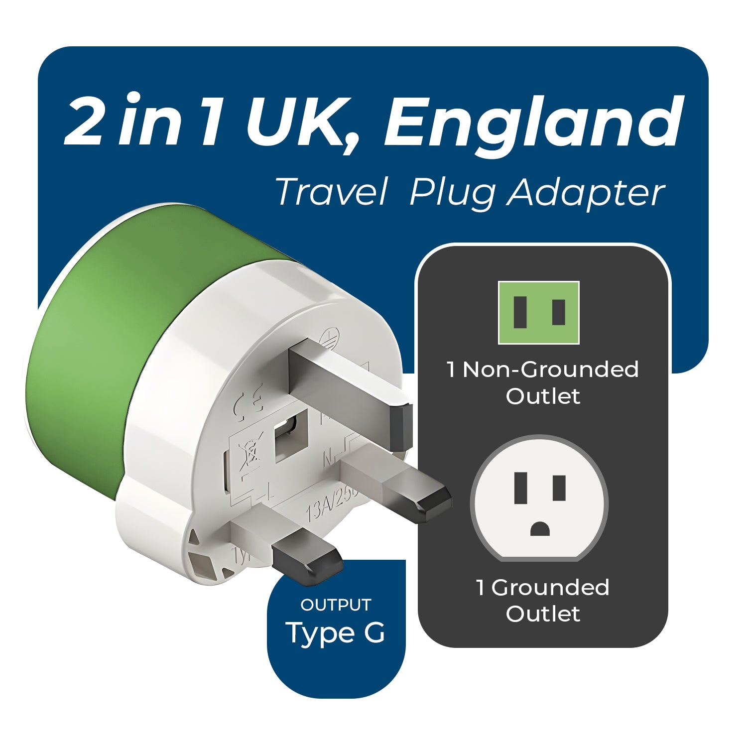 OREI US-7 Universal Travel Adapter - Compact 2-in-1 for UK & Dubai
