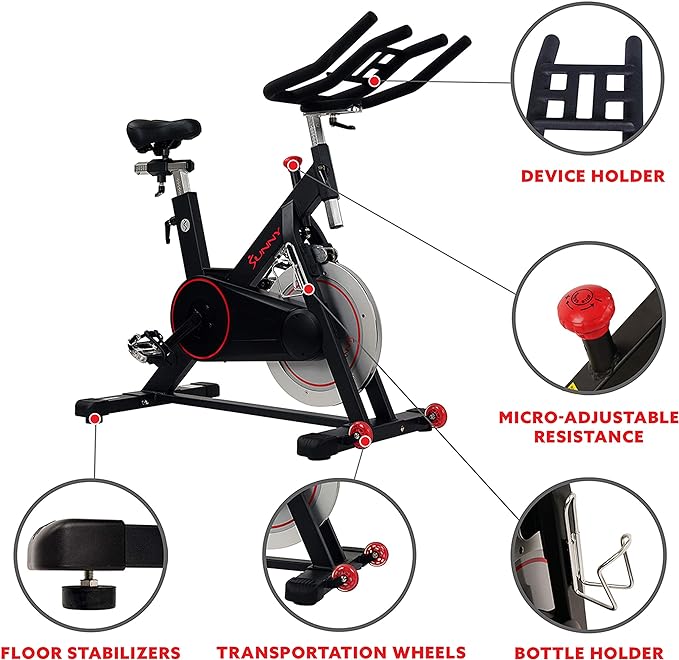 Sunny Health & Fitness Smart Indoor Cycling Powerhouse with Exclusive SunnyFit App