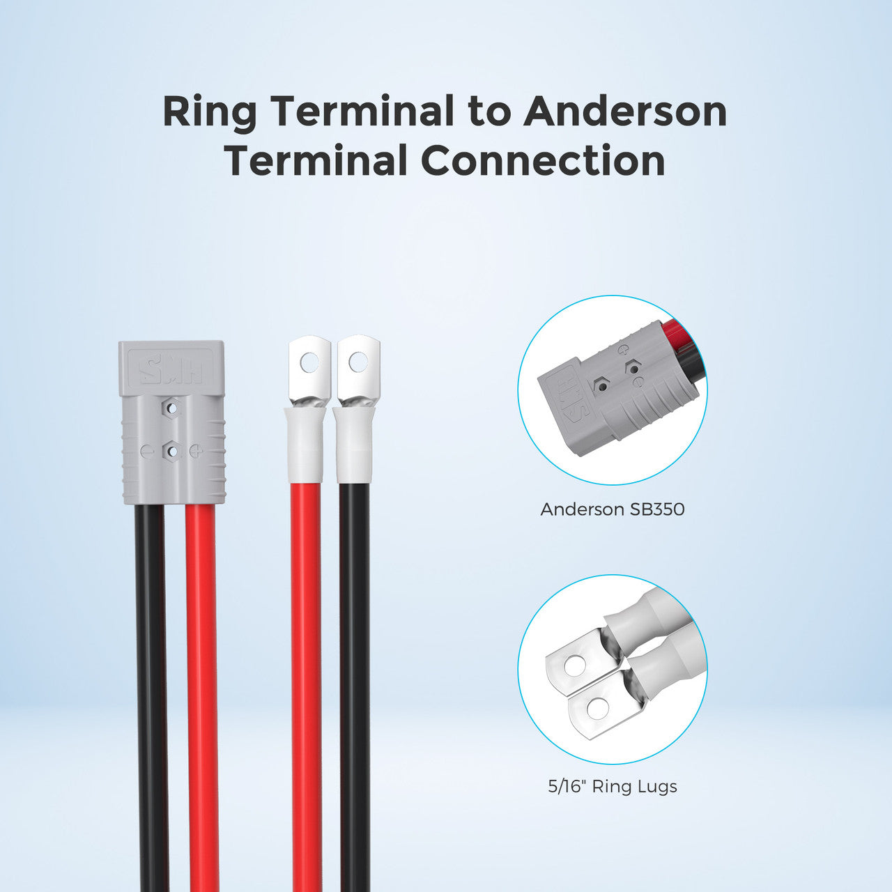 Renogy 5FT 3/0AWG Anderson Adapter Cable (SB350 - Ring Lug) - Power Up Your System Effortlessly