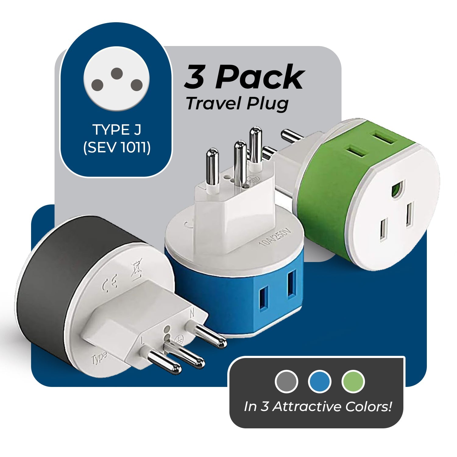 Compact Switzerland Travel Adapter - 2-in-1 Type J (US-11A)