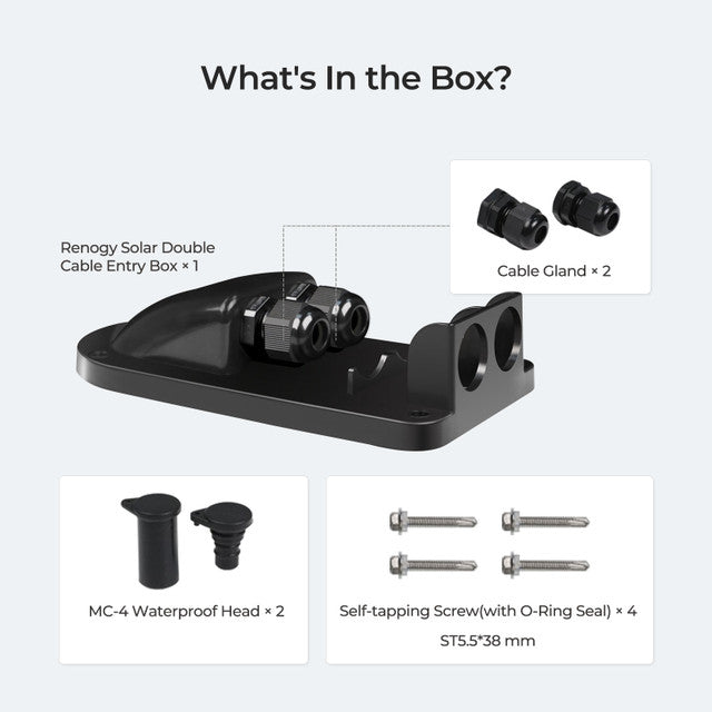 Renogy Solar Double Cable Entry Gland - The Ultimate Cable Management Solution for Solar Panels