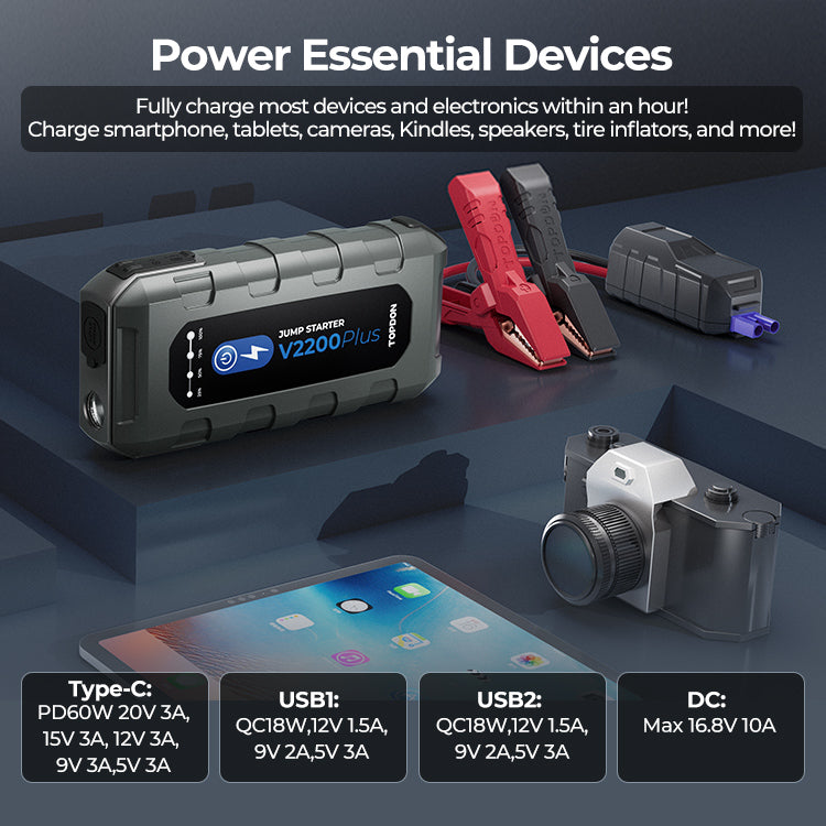 TOPDON V2200Plus: Your Ultimate Vehicle Jump Starter and Battery Tester