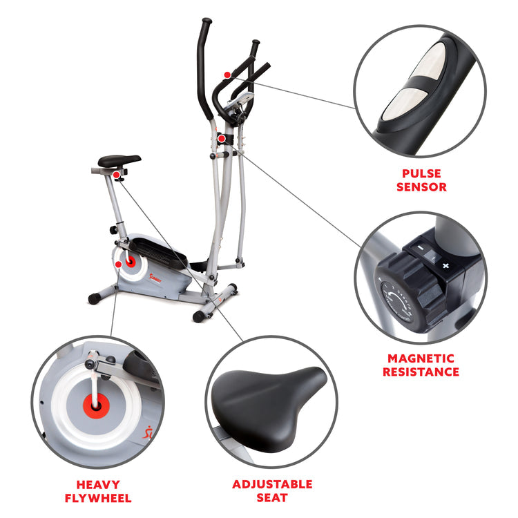 Sunny Health & Fitness Essential Interactive Series Seated Elliptical - Transform Your Workout