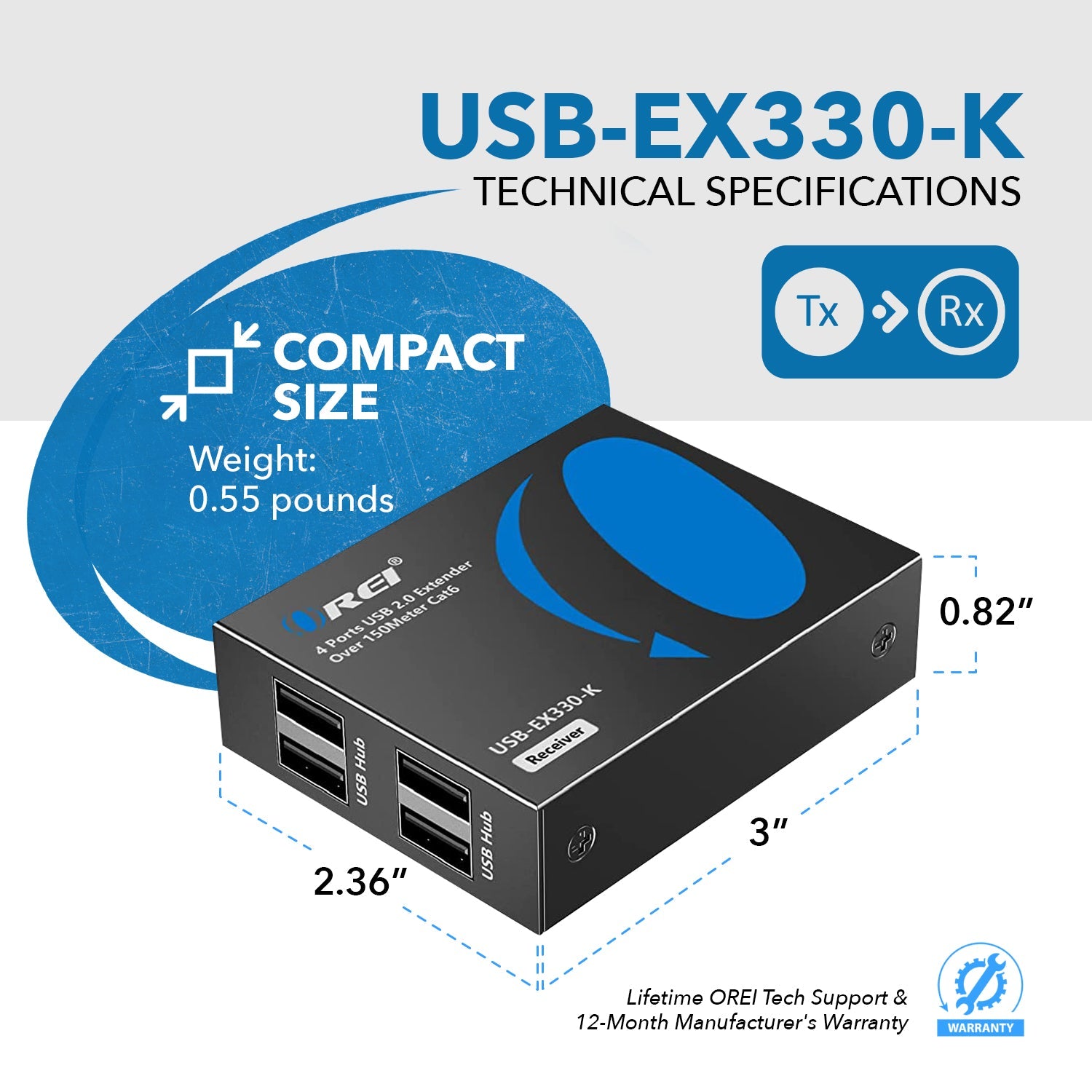 Extended Reach 4-Port USB Over Ethernet Adapter