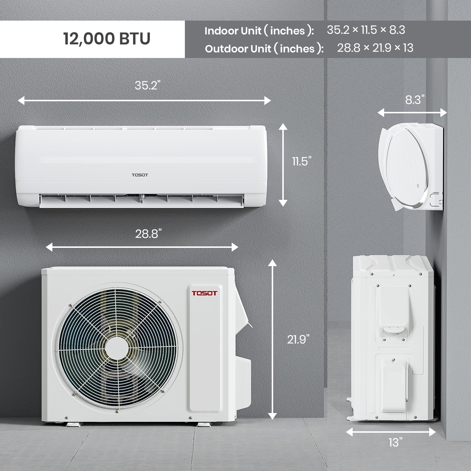 TOSOT 12,000 BTU Mini-Split Heat Pump Air Conditioner - 120V: Stay Cool and Comfortable Anywhere!