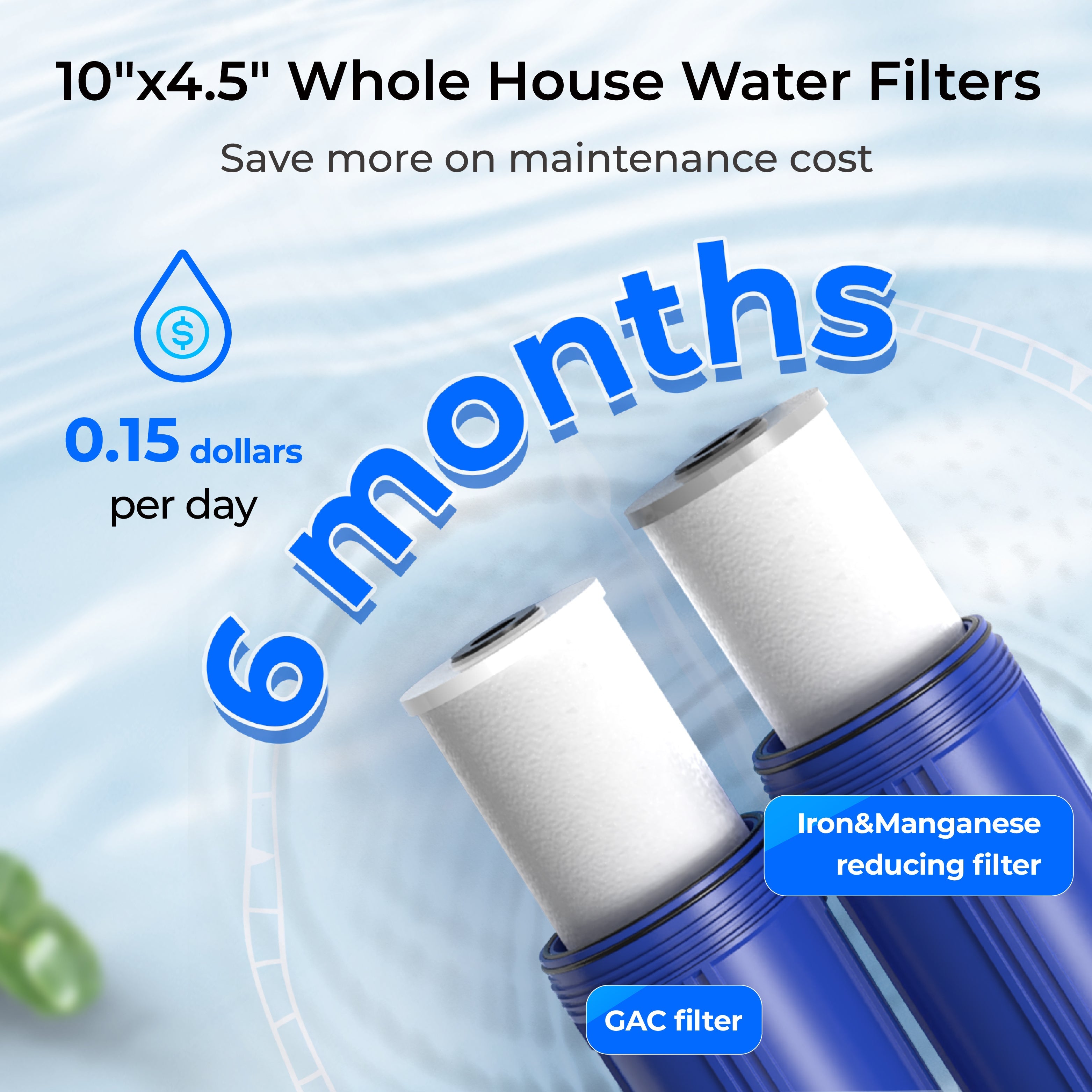 Waterdrop 2-Stage Whole House Water Filter: Remove Iron & Manganese Effortlessly