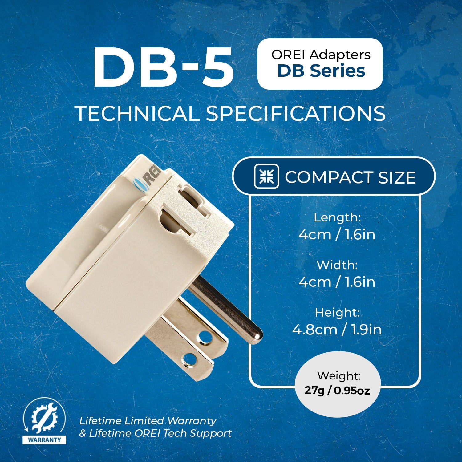 OREI DB-5 Japan & Philippines Travel Adapter: Compact 2-in-1 Type B