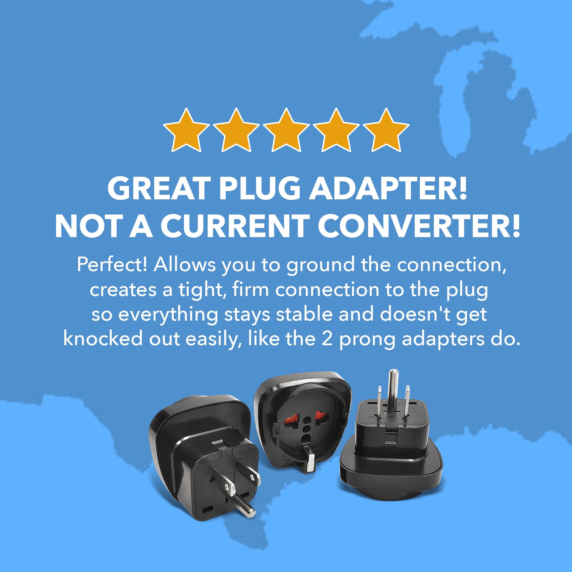 OREI GP-95 European to USA Grounded Plug Adapter - 3 Pack: Your Essential Travel Companion