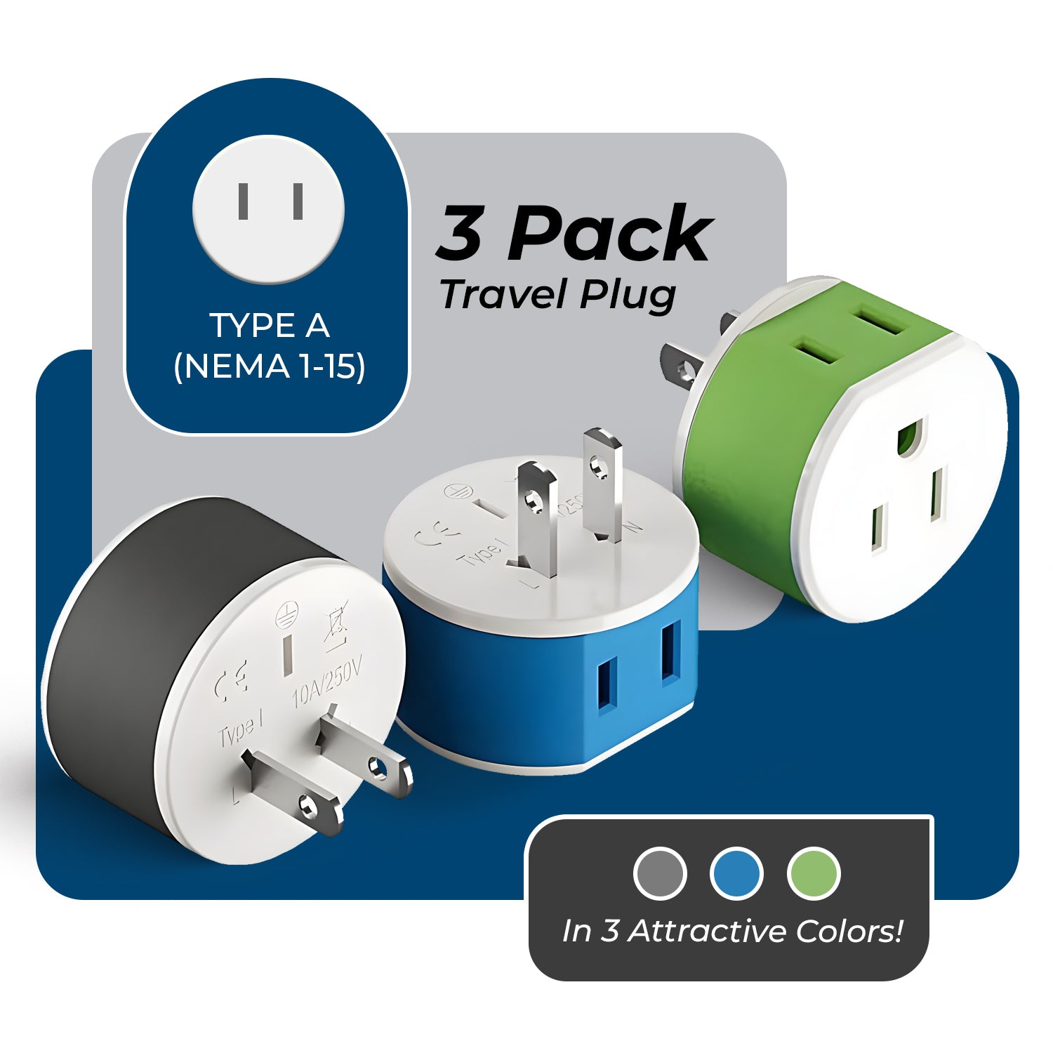 Universal Travel Adapter for Japan & Philippines - Compact 2-in-1 Type A (US-6)