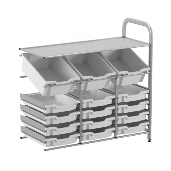 Gratnells Callero Custom Low-Level Storage Unit - 3 Deep Tilting & 12 Shallow Trays