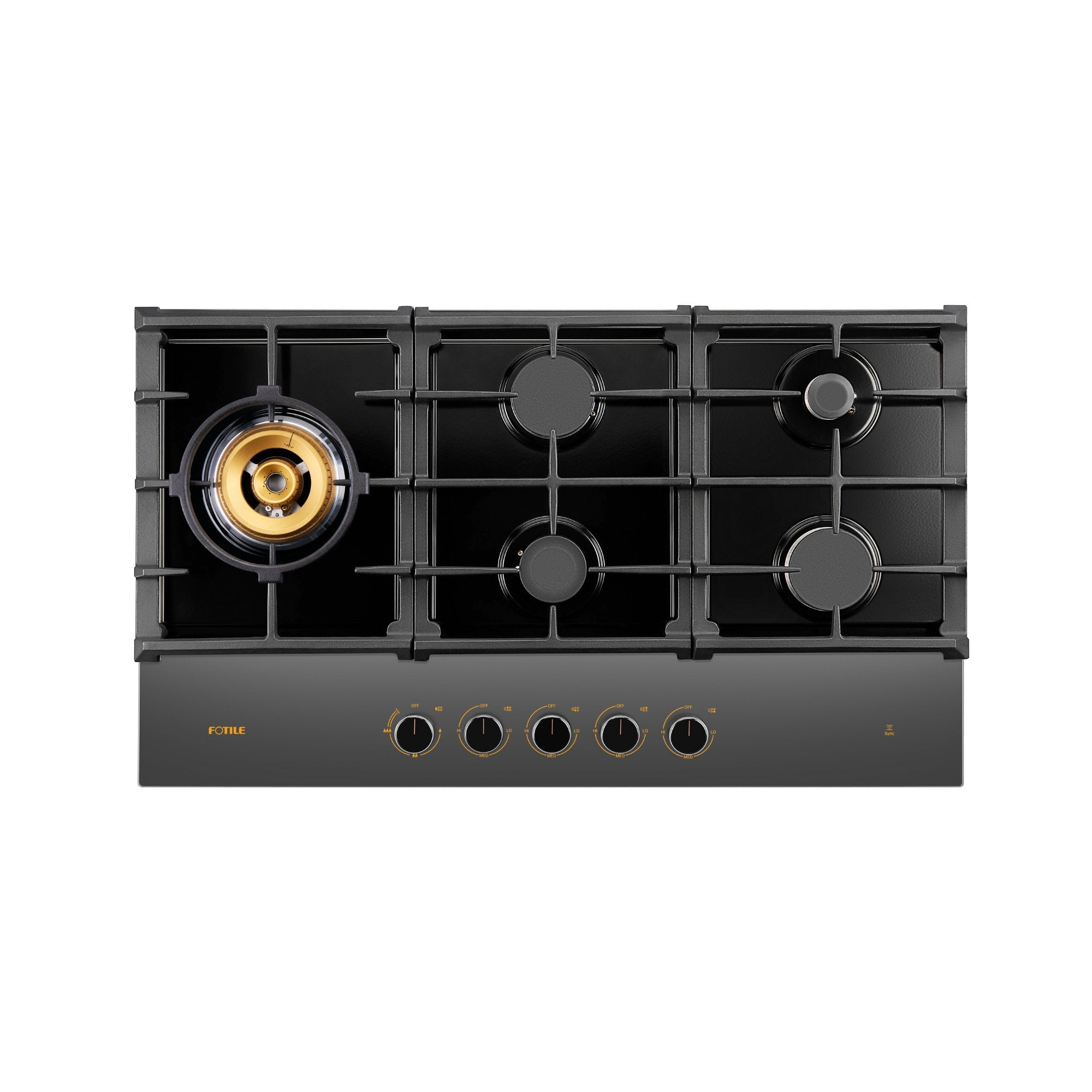FOTILE GLG36501 36-Inch Anti-Glare Glass Tri-Ring Gas Cooktop with Moonshadow Grey Design