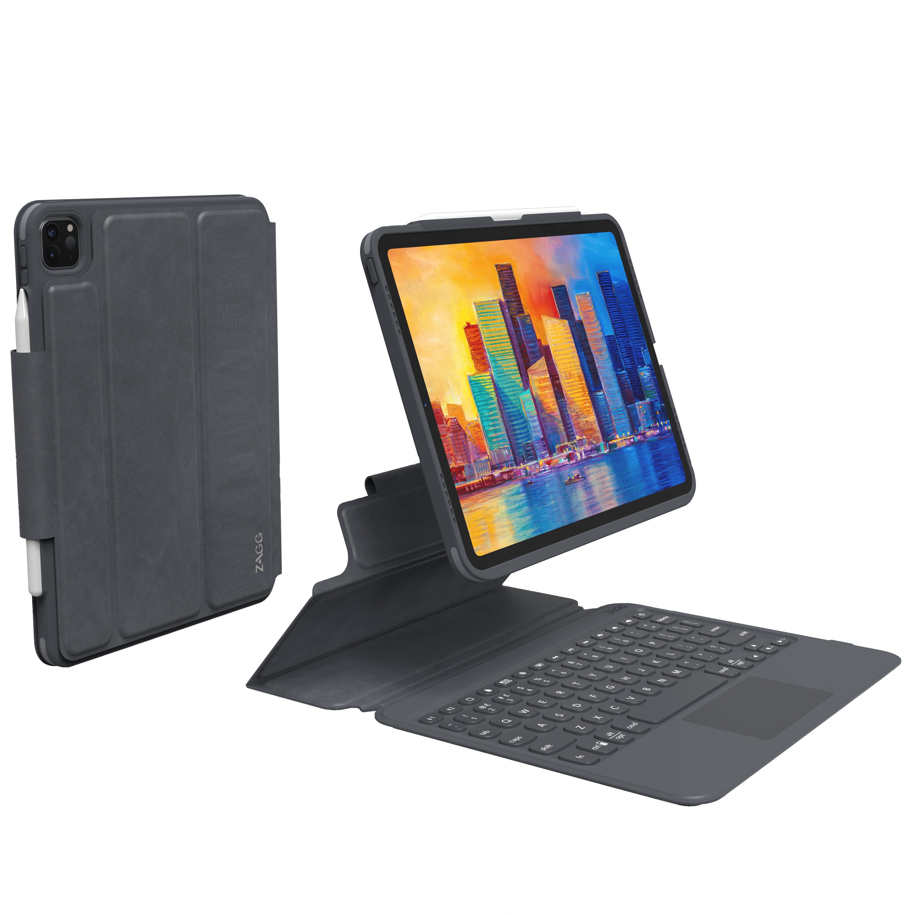 Zagg Pro Keys Bluetooth Keyboard Case for iPad Pro 11 - Black & Gray