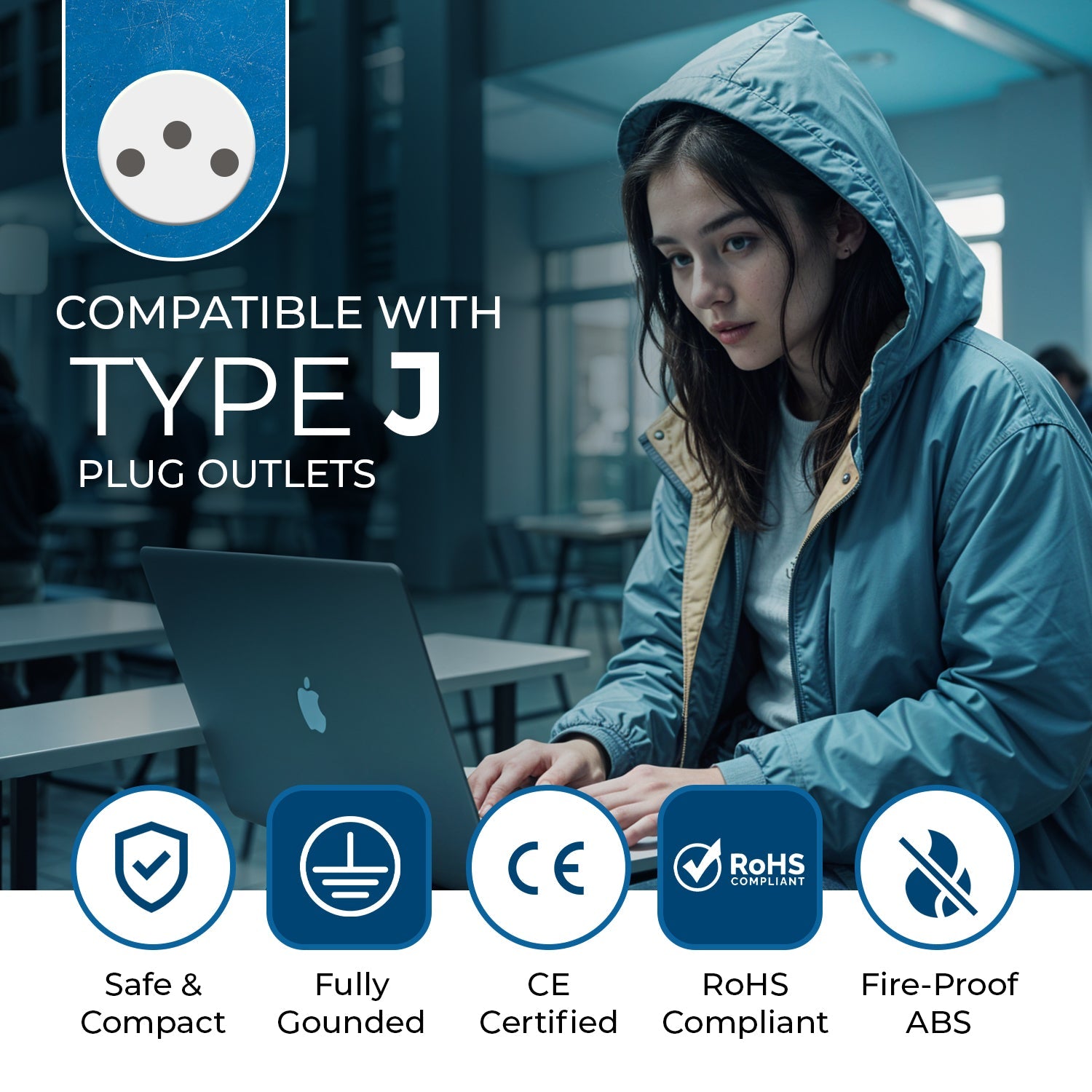 Compact Switzerland Travel Adapter - 2-in-1 Type J (US-11A)
