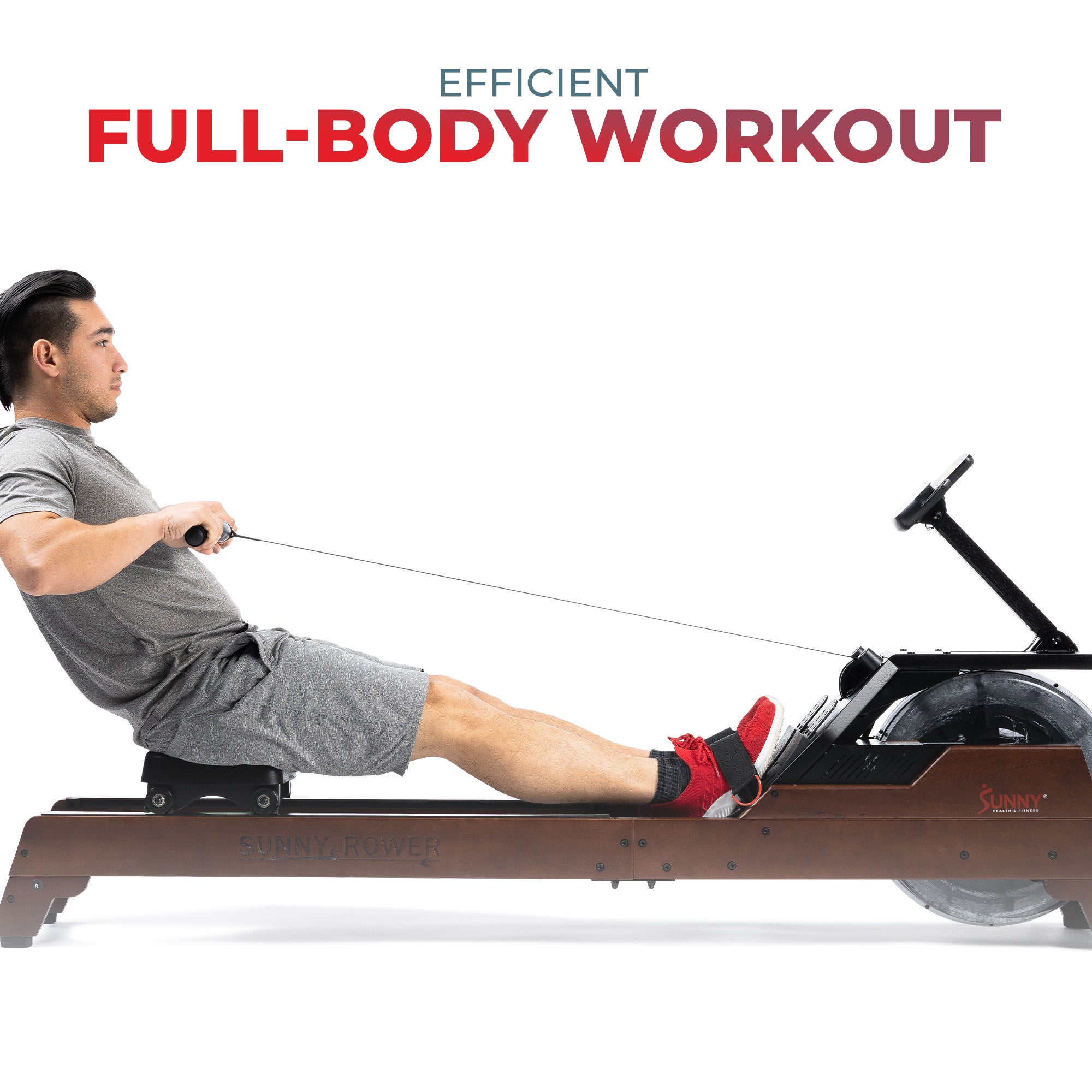 Sunny Health & Fitness Vertical Hydro Wooden Rowing Machine - SF-RW522075: Your Home Gym Powerhouse
