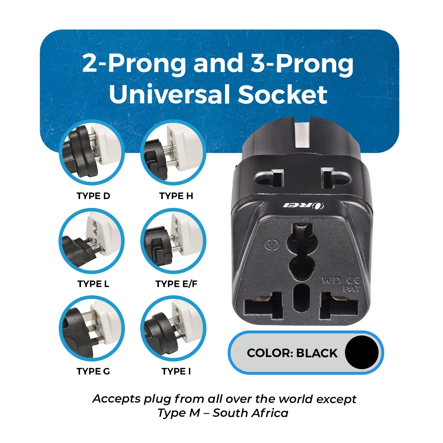 OREI DB-9 Compact Travel Adapter for Germany & France - 2 in 1 Type E/F