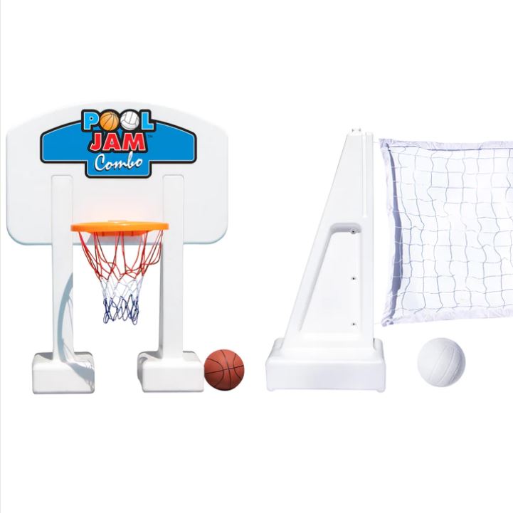 Swimline Inground Pool Volleyball & Basketball Jam Combo - Ultimate Backyard Fun