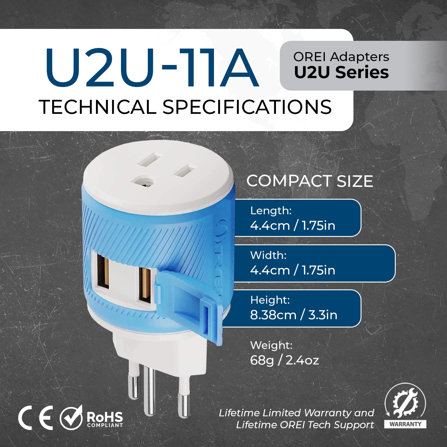 Compact Switzerland Travel Adapter - 3 in 1 with 2 USB Ports - Your Ideal Travel Companion