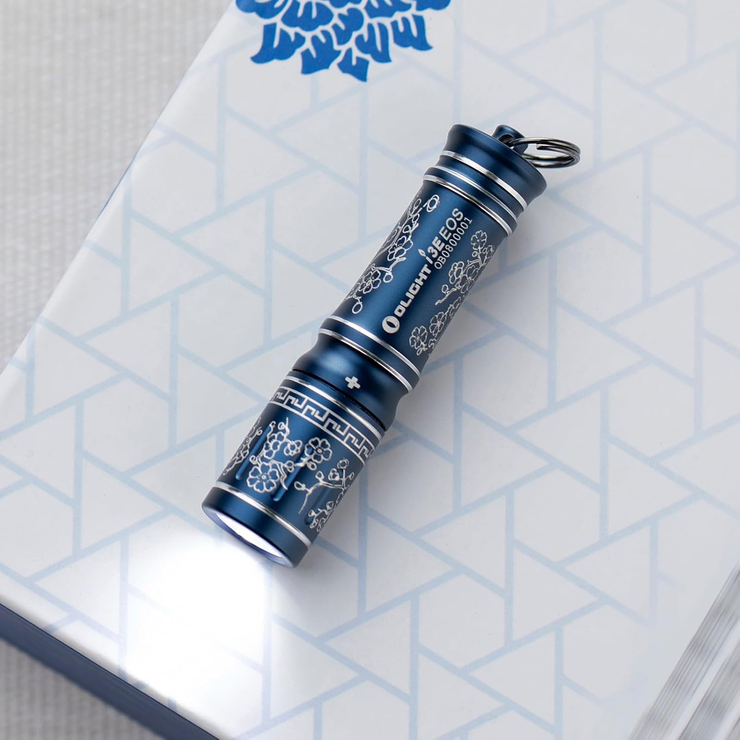 Blue Porcelain I3E Keychain Flashlight - Your Ultra-Portable Lighting Companion
