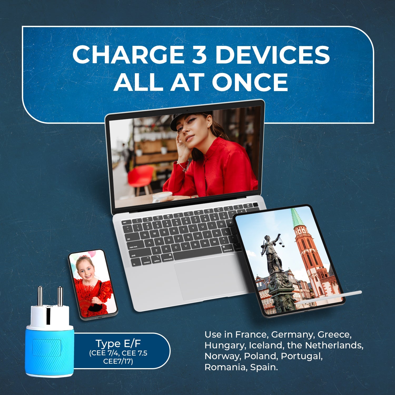 Travel Buddy Pro - Europe, Germany 3-in-1 USB-C Compact Travel Adapter