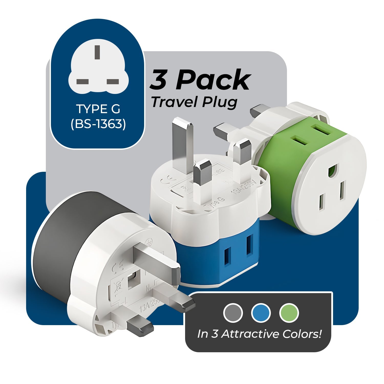 OREI US-7 Universal Travel Adapter - Compact 2-in-1 for UK & Dubai