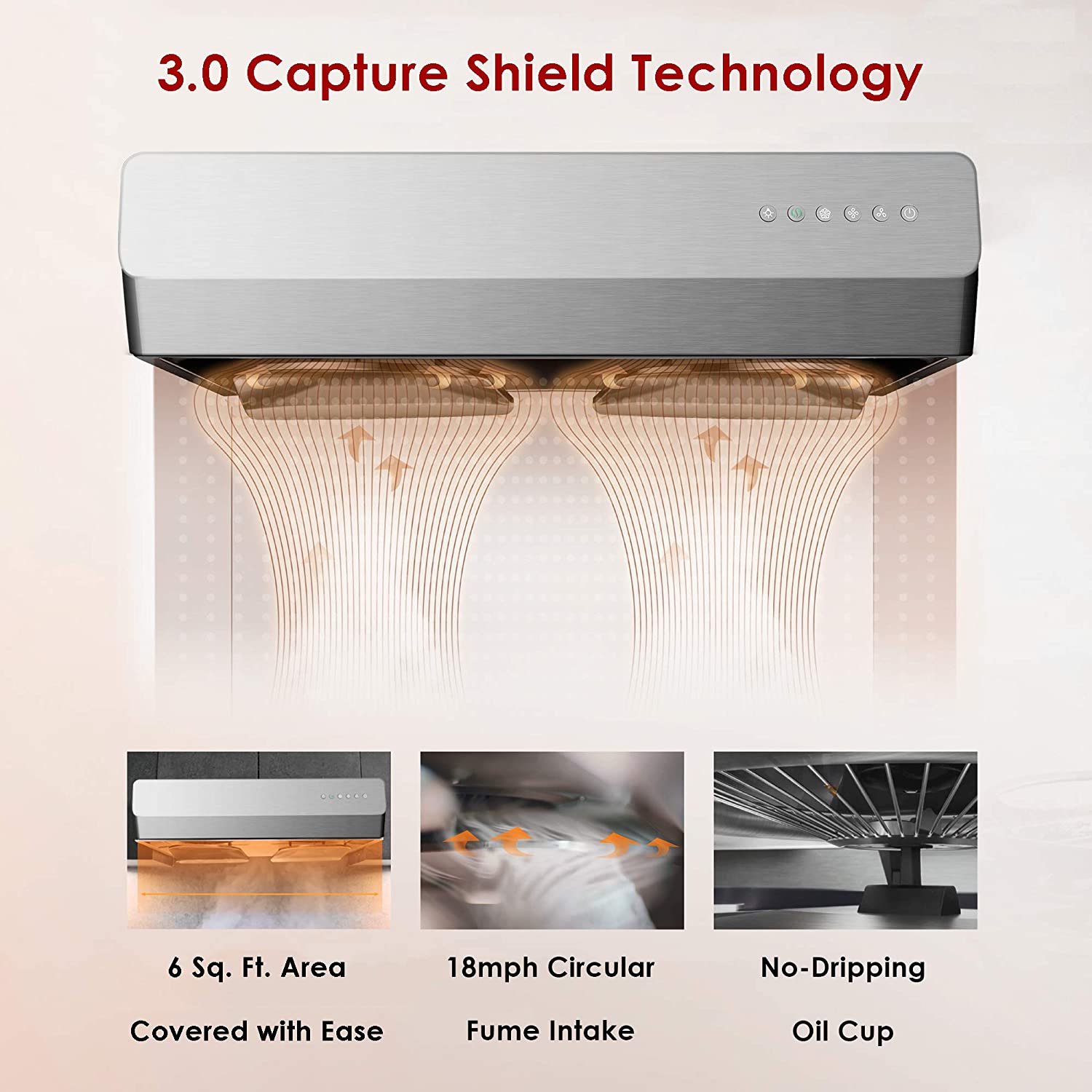FOTILE 30-Inch Under-Cabinet Convertible Pixie Air Series Range Hood - UQS3001