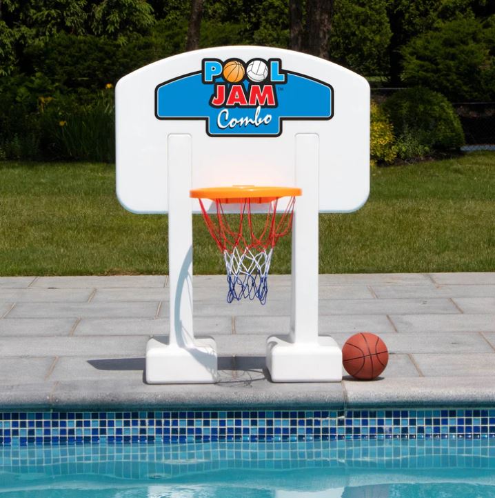 Swimline Inground Pool Volleyball & Basketball Jam Combo - Ultimate Backyard Fun