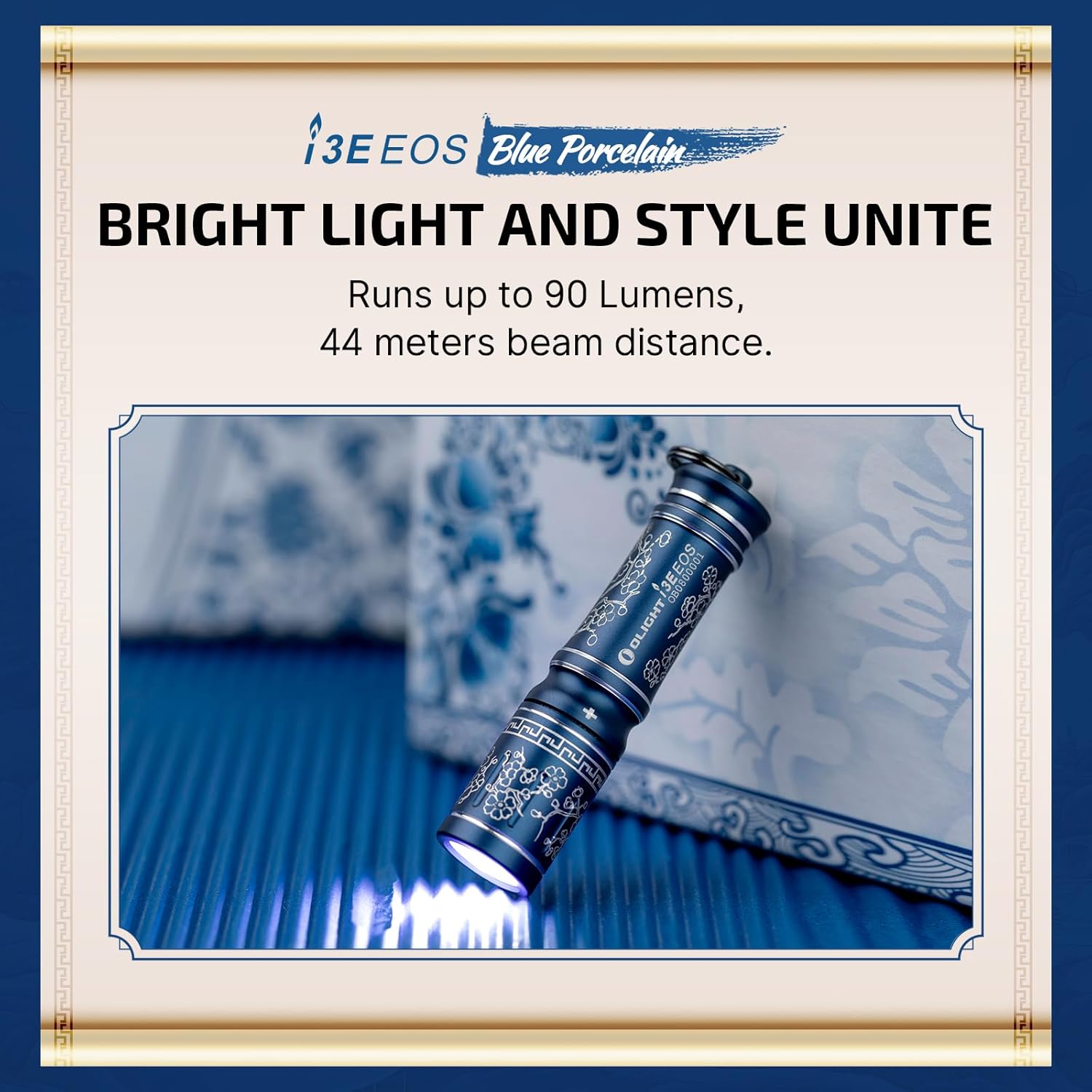 Blue Porcelain I3E Keychain Flashlight - Your Ultra-Portable Lighting Companion