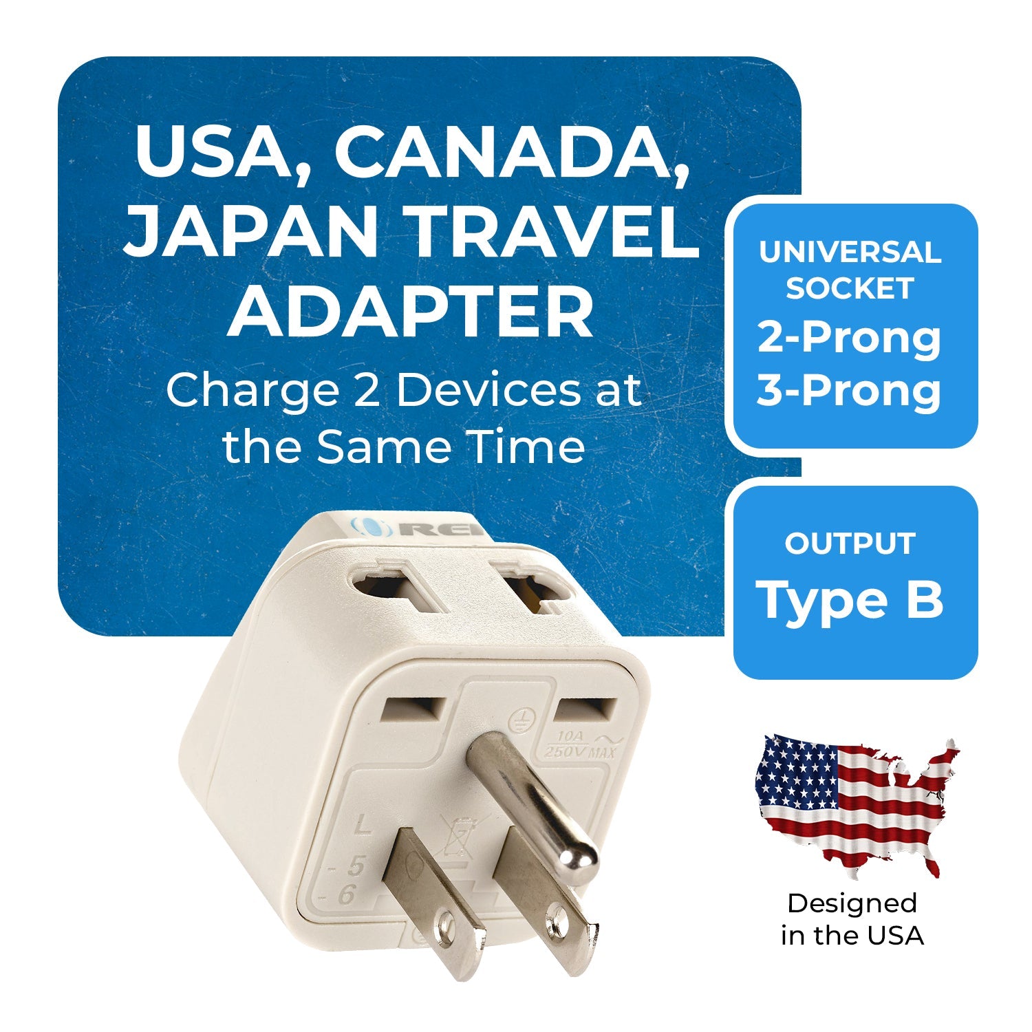 OREI DB-5 Japan & Philippines Travel Adapter: Compact 2-in-1 Type B