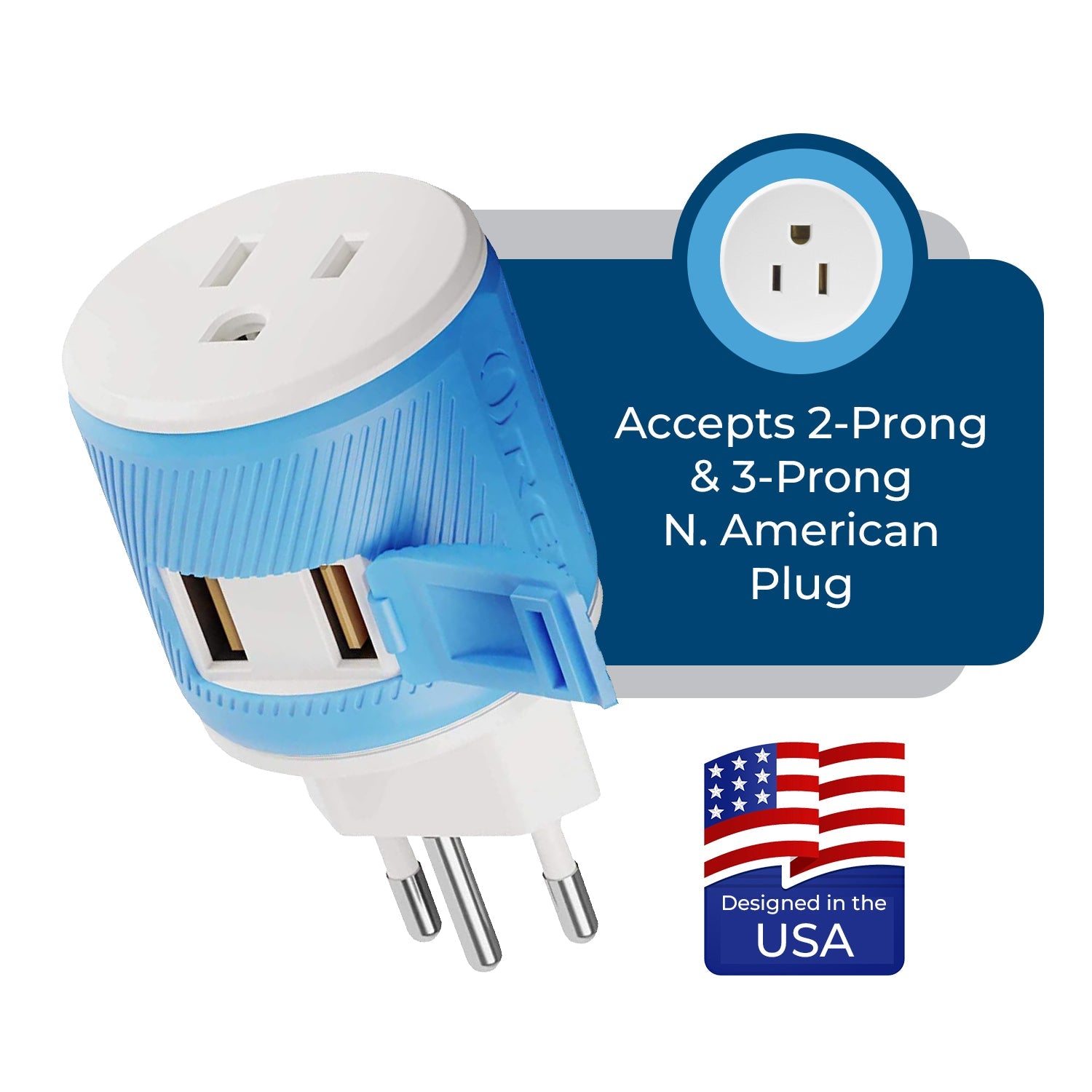 Compact Switzerland Travel Adapter - 3 in 1 with 2 USB Ports - Your Ideal Travel Companion