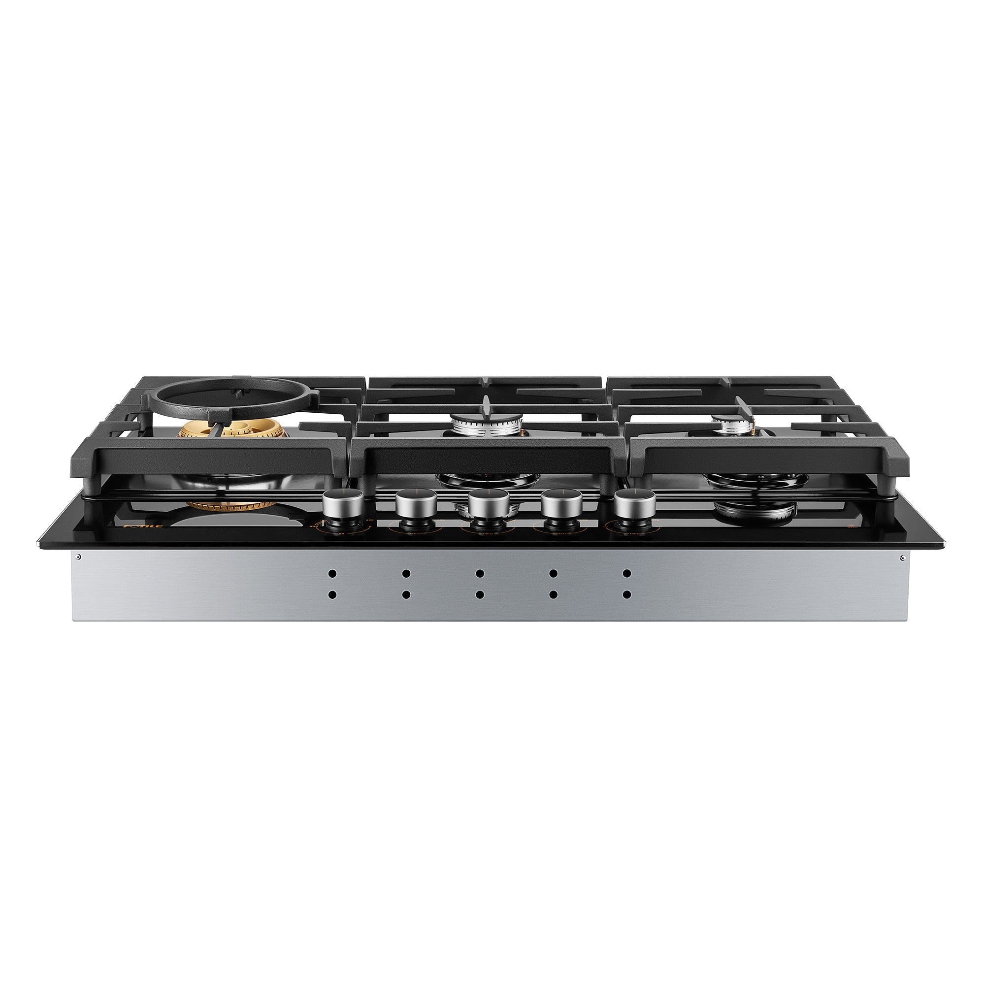 FOTILE GLG36501 36-Inch Anti-Glare Glass Tri-Ring Gas Cooktop with Moonshadow Grey Design