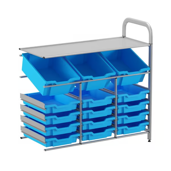 Gratnells Callero Custom Low-Level Storage Unit - 3 Deep Tilting & 12 Shallow Trays