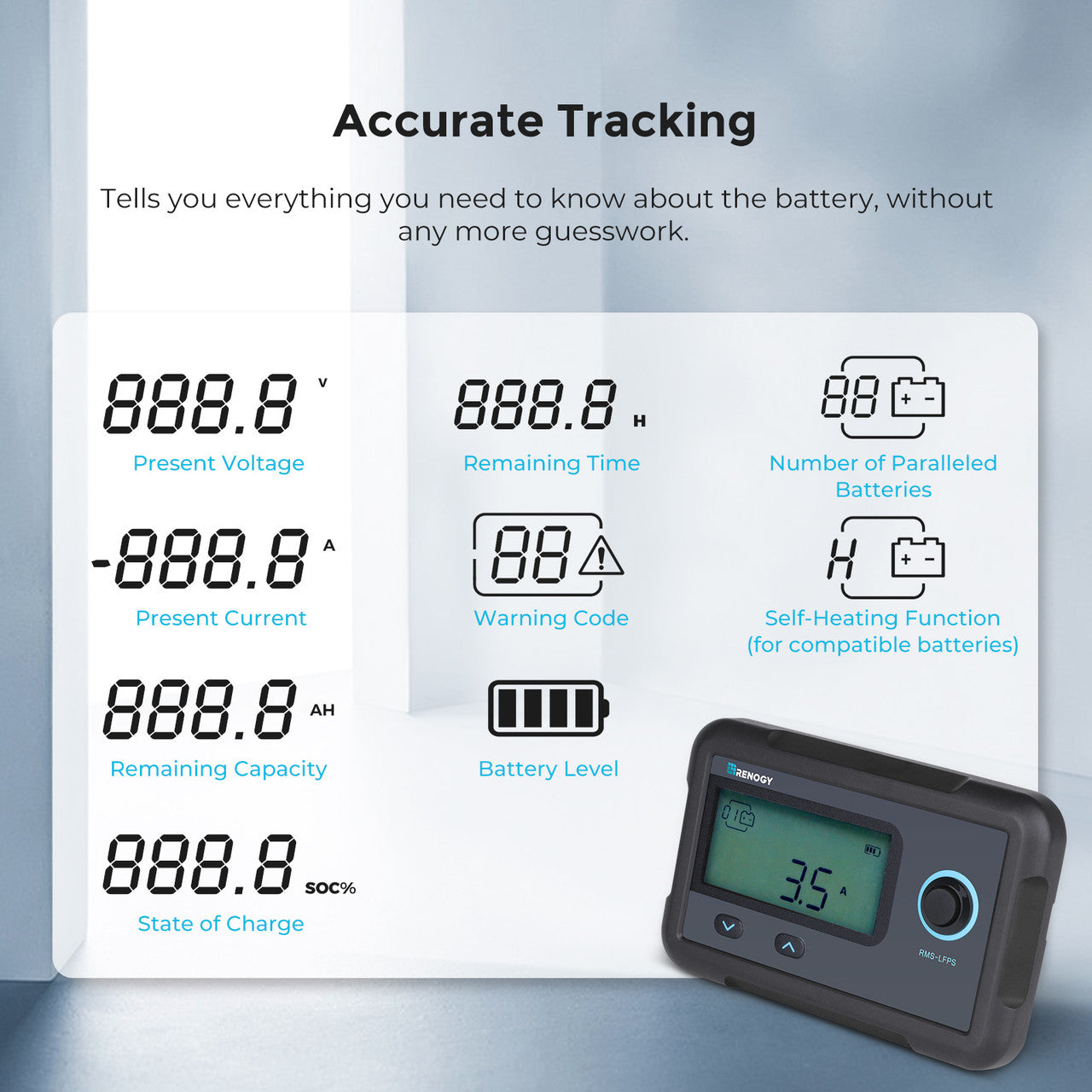 Renogy Smart Lithium Battery Remote Monitor - RMS-LFPS