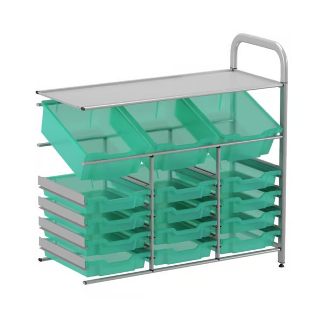 Gratnells Callero Custom Low-Level Storage Unit - 3 Deep Tilting & 12 Shallow Trays