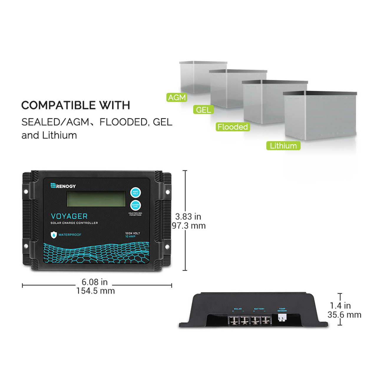 Renogy Voyager 10A PWM Waterproof Solar Charge Controller - Your Solar Energy Companion