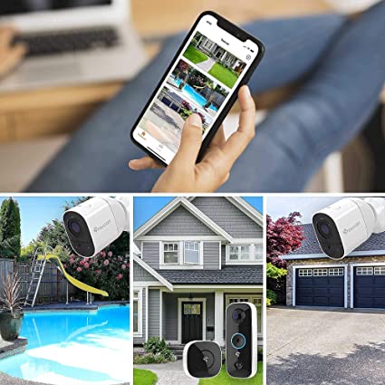 Toucan 1 Wireless Battery-Powered Video Doorbell with 2 6500 mAh Wireless Battery-Powered Cameras Bundle - Enhanced Home Security