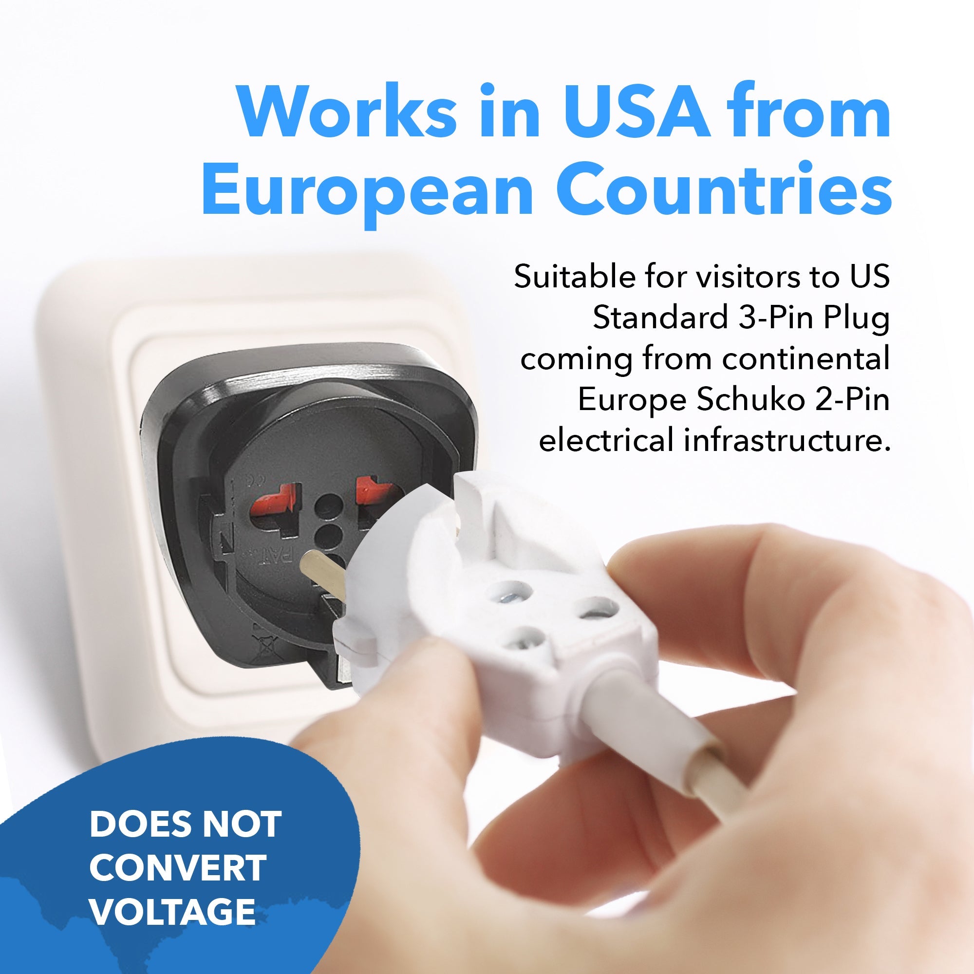 OREI GP-95 European to USA Grounded Plug Adapter - 3 Pack: Your Essential Travel Companion