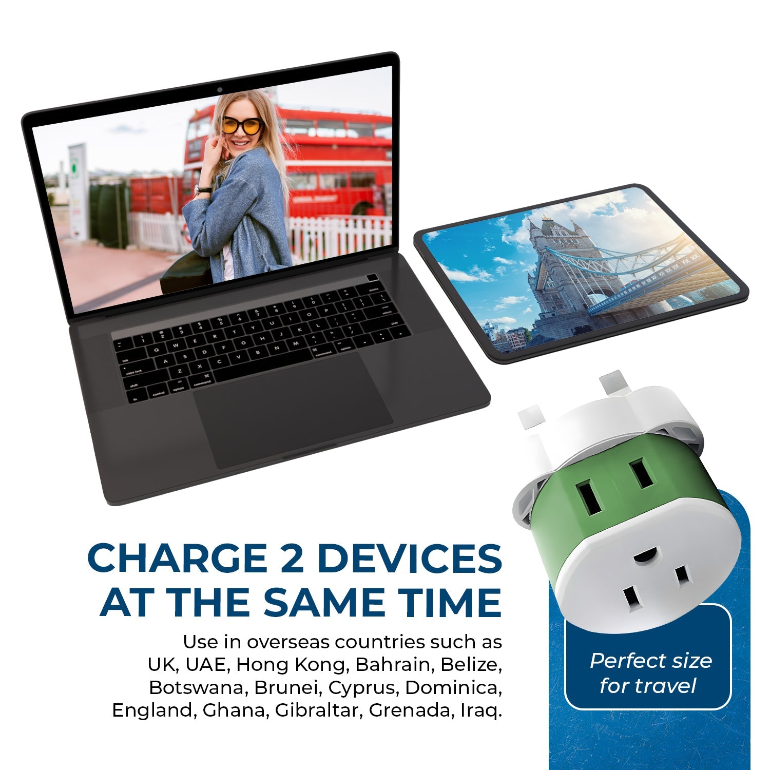 OREI US-7 Universal Travel Adapter - Compact 2-in-1 for UK & Dubai
