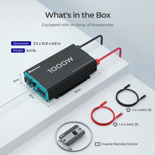 Renogy 1000W High-Performance Pure Sine Wave Inverter for 120Vac Power