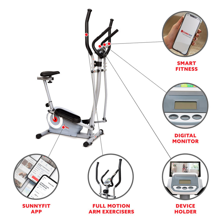 Sunny Health & Fitness Essential Interactive Series Seated Elliptical - Transform Your Workout