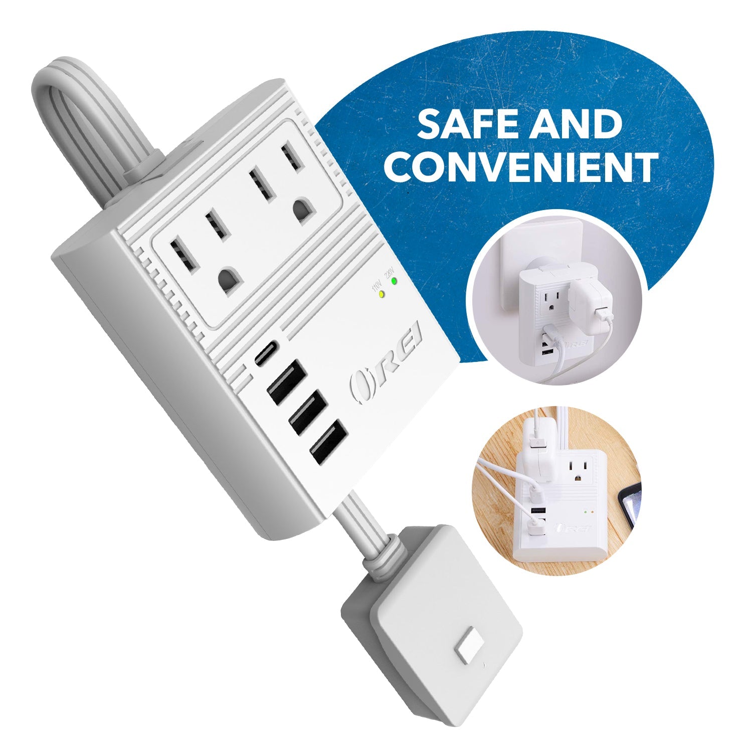 OREI M8 Max World Travel Adapter - Compact All-in-One with 3 USB Ports