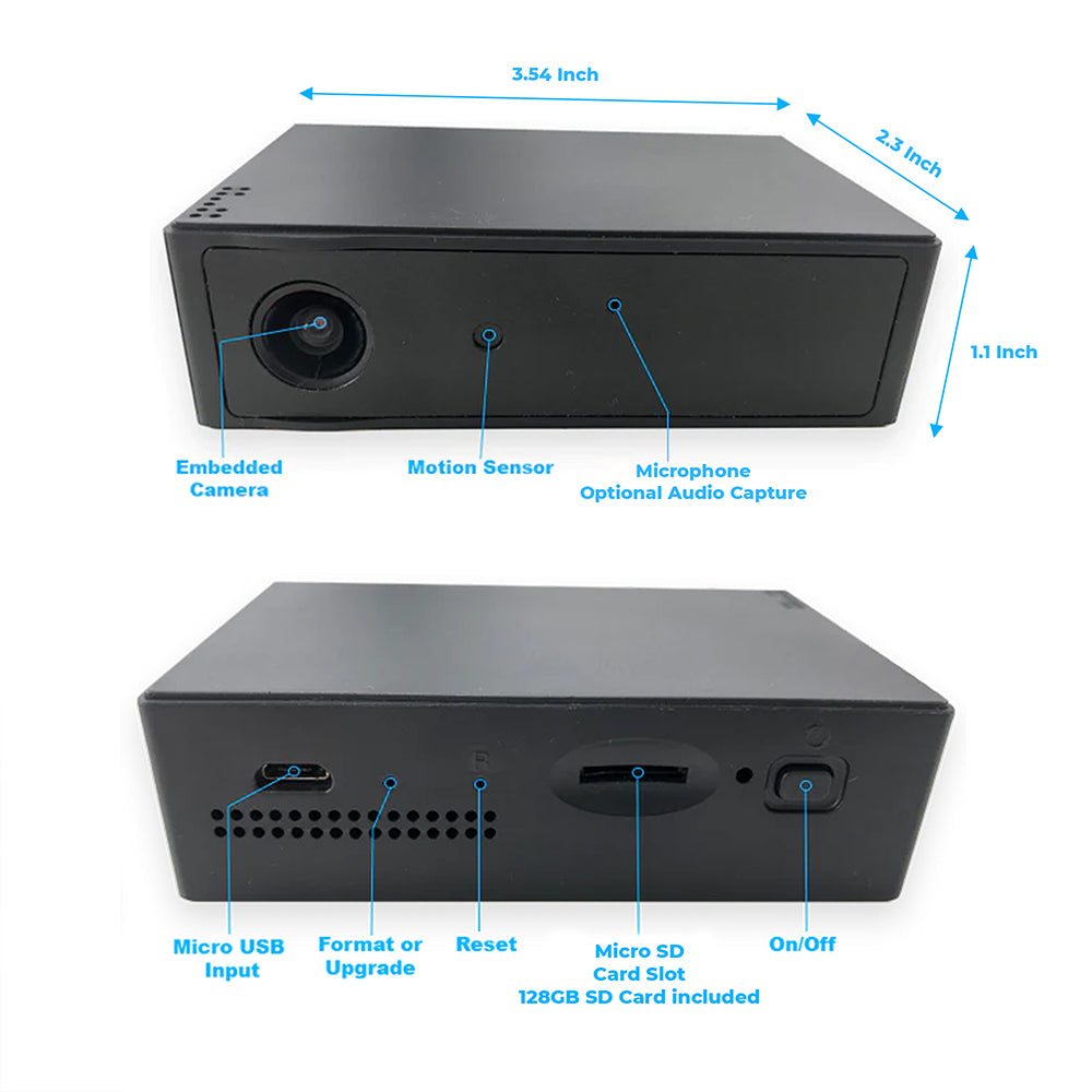 PBN - TEC Cam Vox Pro: 120° Wide Angle DVR with 128GB Storage and 25-Day Standby