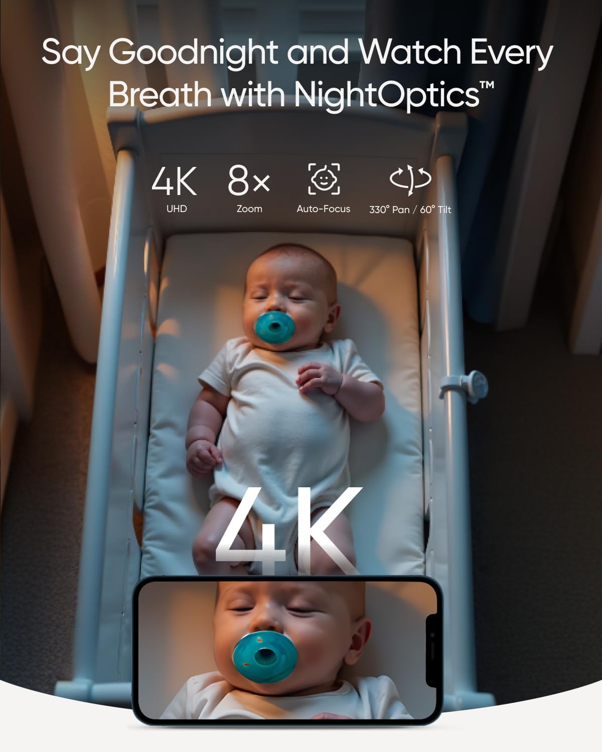 Eufy 4K Ultra HD Baby Monitor E21 with Charging Base - Stay Close to Your Little One Anytime, Anywhere