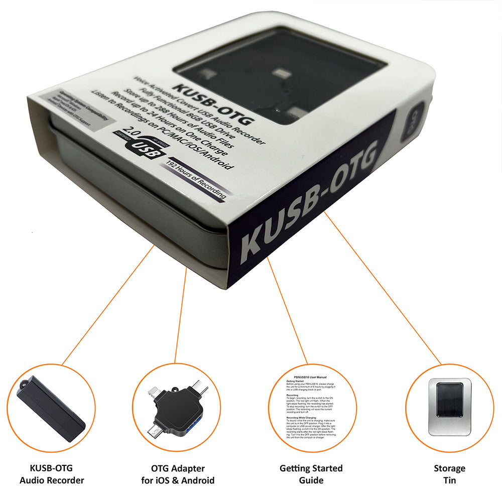 Long-Duration 8GB USB Audio Recorder with 25-Day Standby