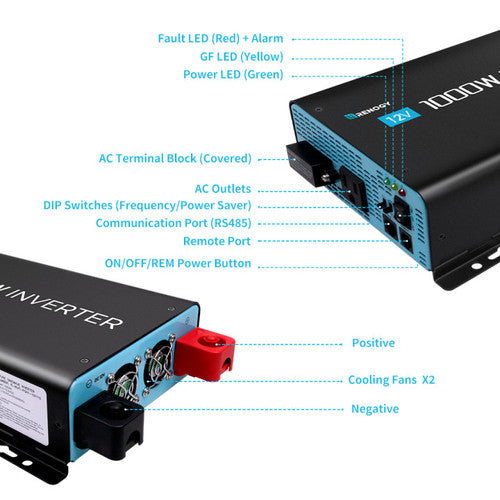 Renogy 12V 1000W High-Performance Pure Sine Wave Inverter (New Edition)