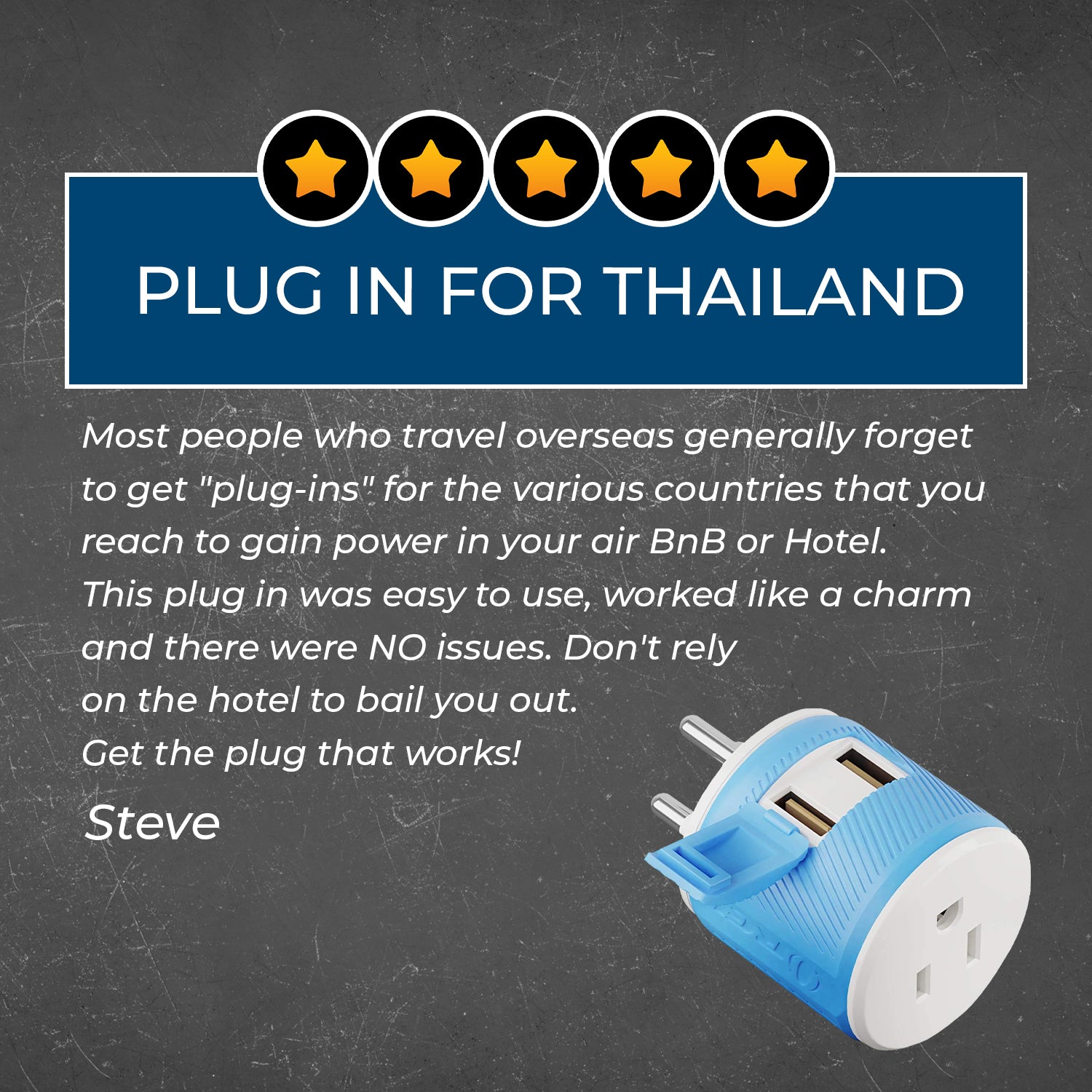 OREI U2U-18 Thailand Travel Adapter - Compact & Versatile for Your Journeys