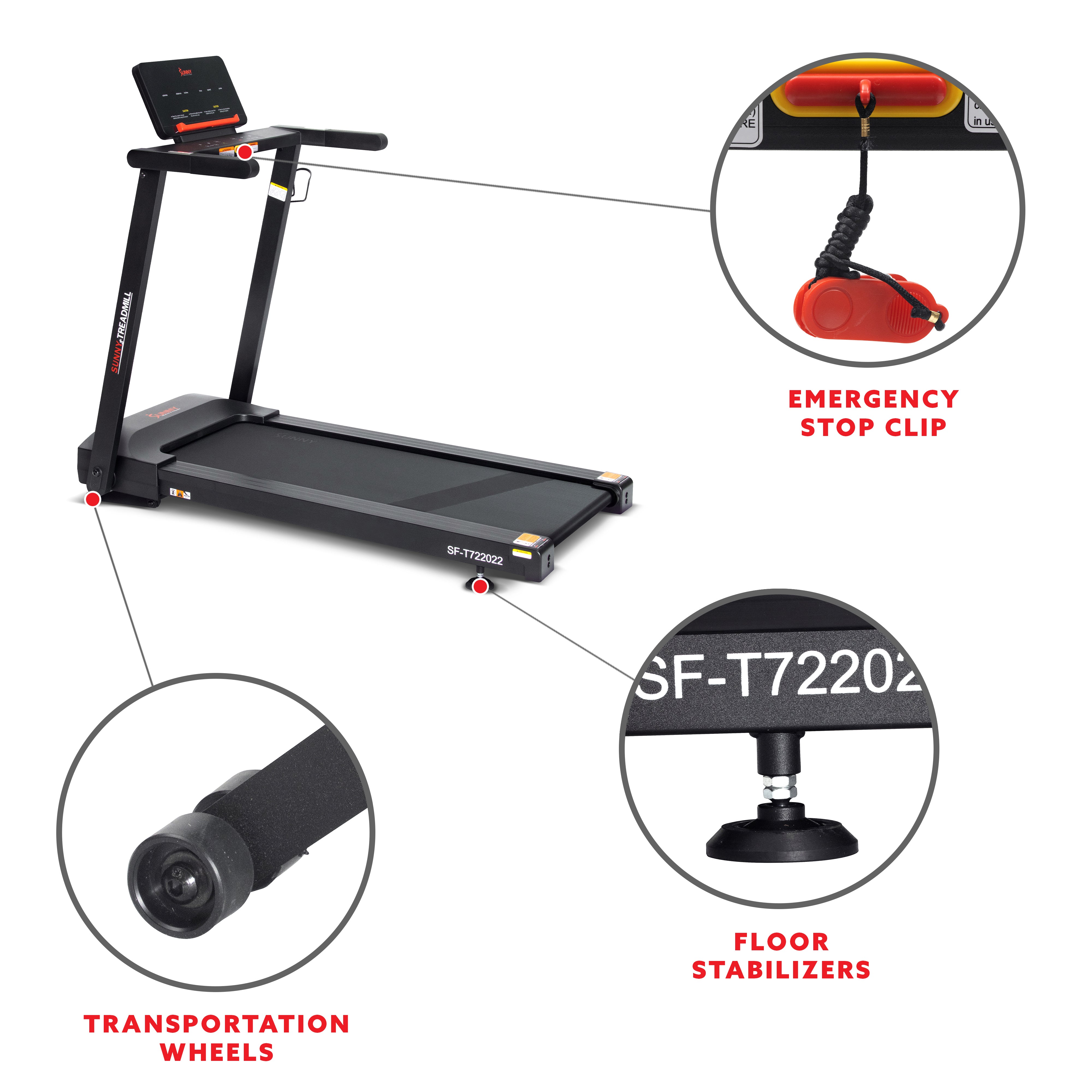 Sunny Health & Fitness Interactive Slim Auto Incline Bluetooth Treadmill SF-T722022