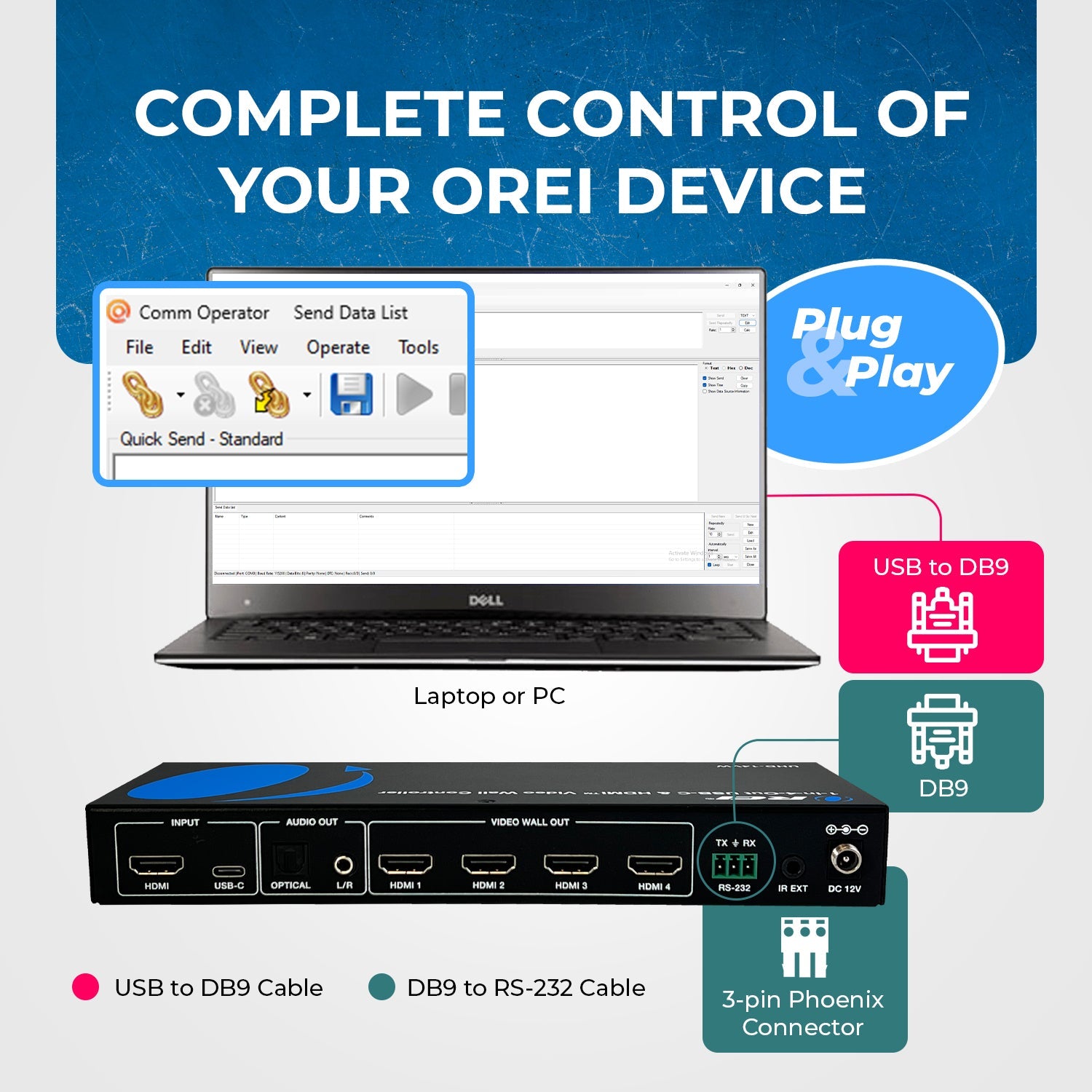 Powerful USB-to-RS-232 Combo Cable for Seamless Device Connectivity