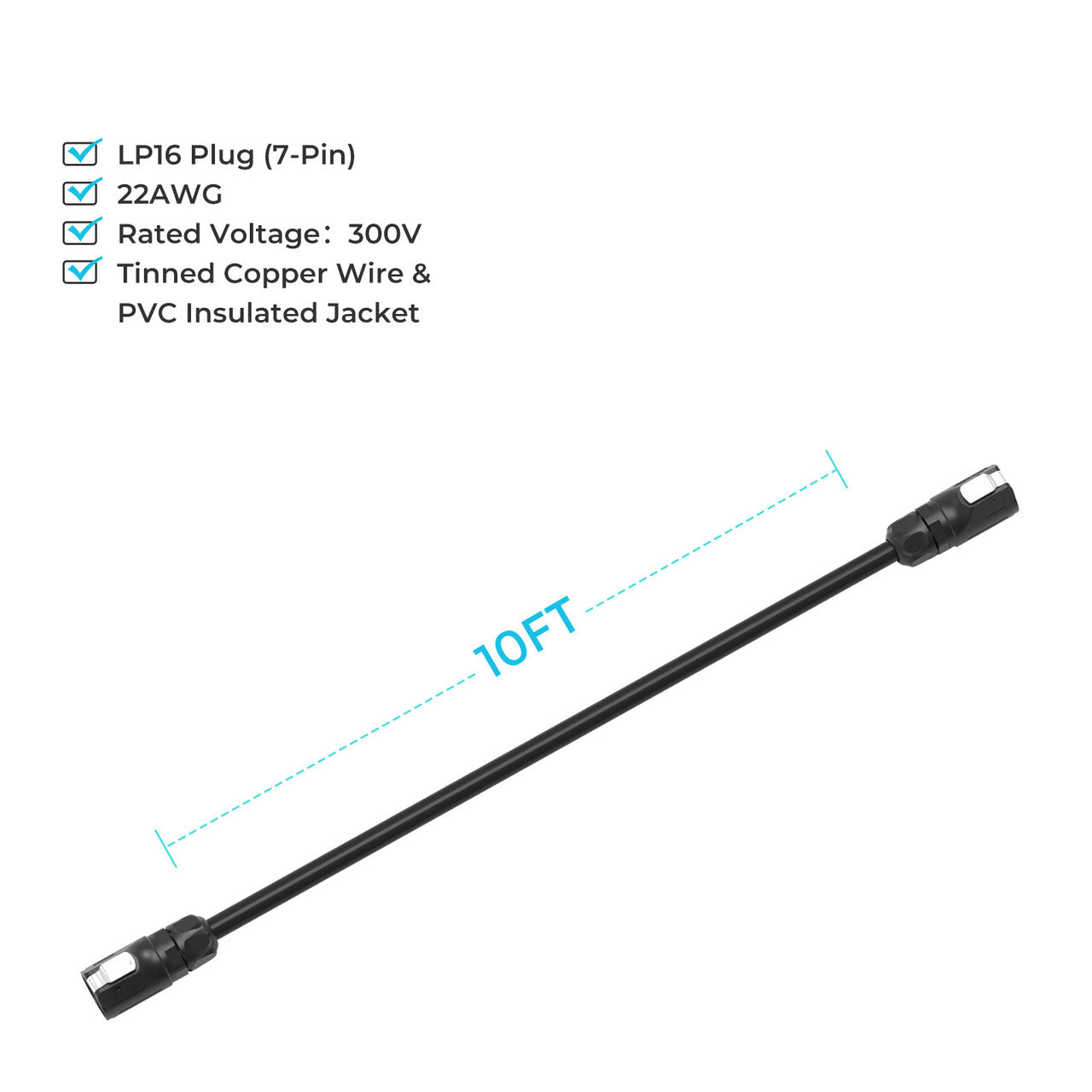 Renogy LP16 7-Pin 23Ft Male-to-Male Communication Cable - Essential for RV-C Connectivity