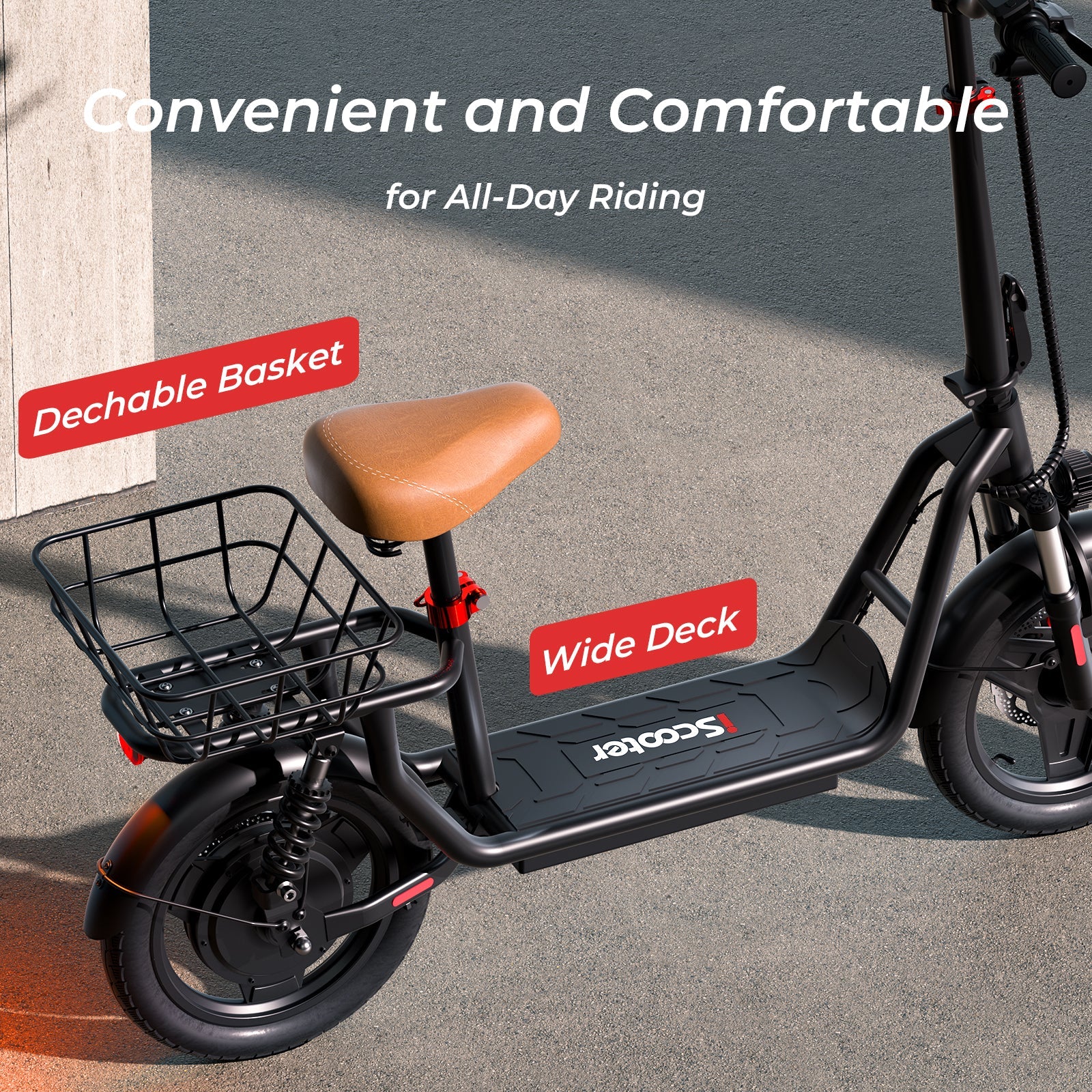 iScooter i14 800W Electric Scooter with Seat & Basket - The Ultimate Adult Commute Companion
